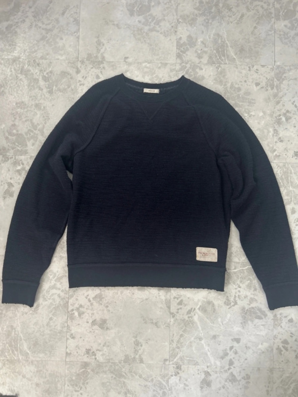 Abercrombie & Fitch Navy Crewneck Sweater - Textured Pullover